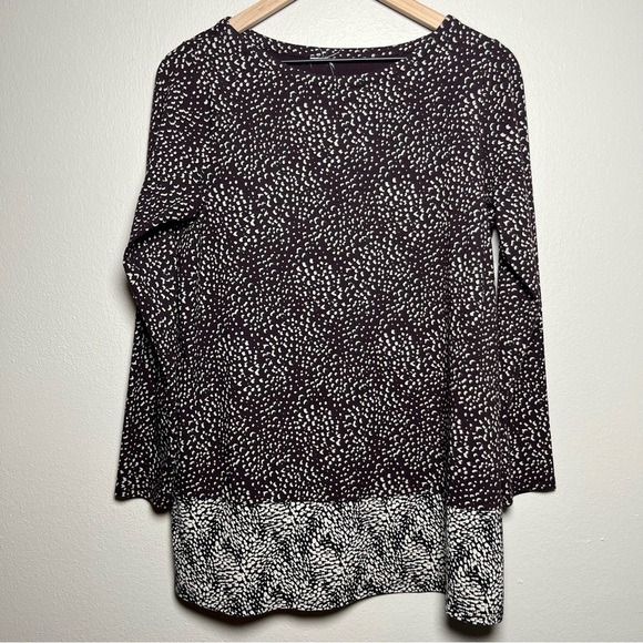 J. Jill Women Tunic Top Small Brown Speckle Long Sleeve Stretch Casual Scoop Nec - Picture 2 of 7